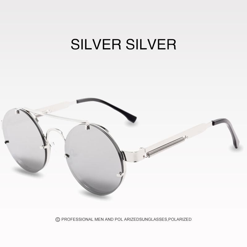 Vintage Steampunk Sunglasses UV400 Protection Round Metal Frame Punk Style Shades for Men Women