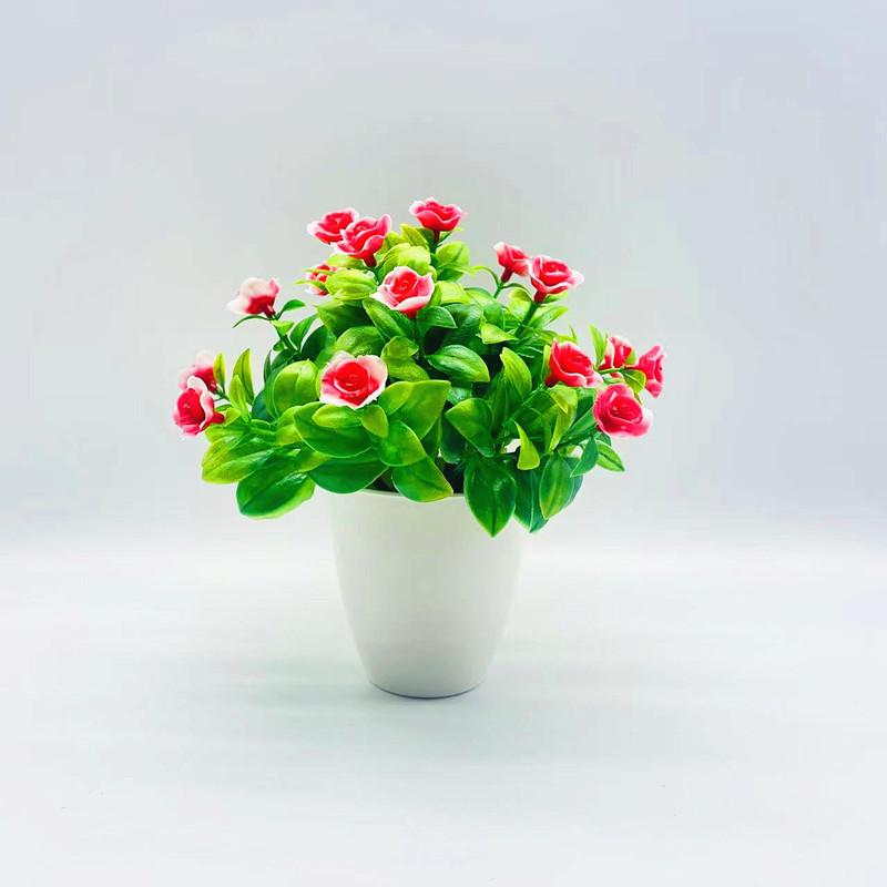 

Искусственные цветы в горшках Искусственные цветочные украшения и Имитация зеленого растения Бонсай с 18 бутонами лотоса темно-красного