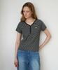 DEHEVE Stripe Henley Neck T-Shirt [Black]