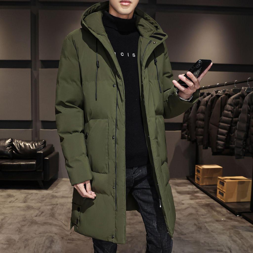 2023 Men's Thickened Mid-Length Korean Style Winter Cotton Coat - Trendy and Warm