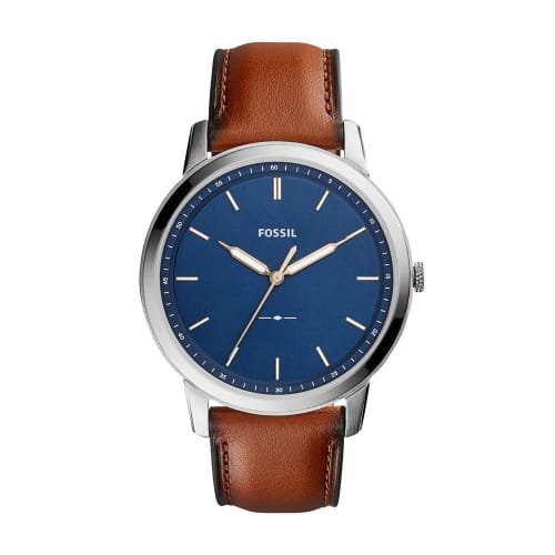 FOSSIL Minimalist Leather Men's Watch, Navy Blue Leather, fs5304