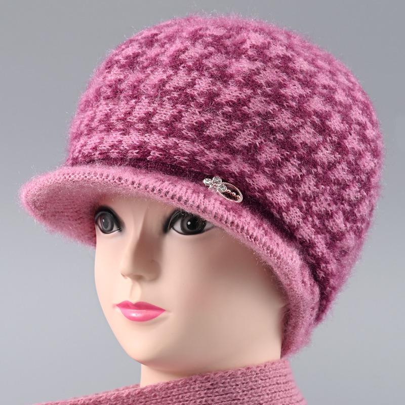 Winter New Velvet Warm Wife Hat Versatile Old Hat Women's Cold-proof Knitted Wool Hat