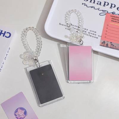 Acrylic Transparent Card Case Student Bus Card Meal Card Protection Case ID Photo Display Keychain Pendant Female