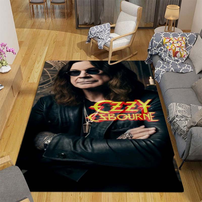 Ozzy Osbourne Printed Rug—Non-slip rug for living rooms and bedrooms; suitable as a yoga mat, doormat, or outdoor rug; a great birthday gift.