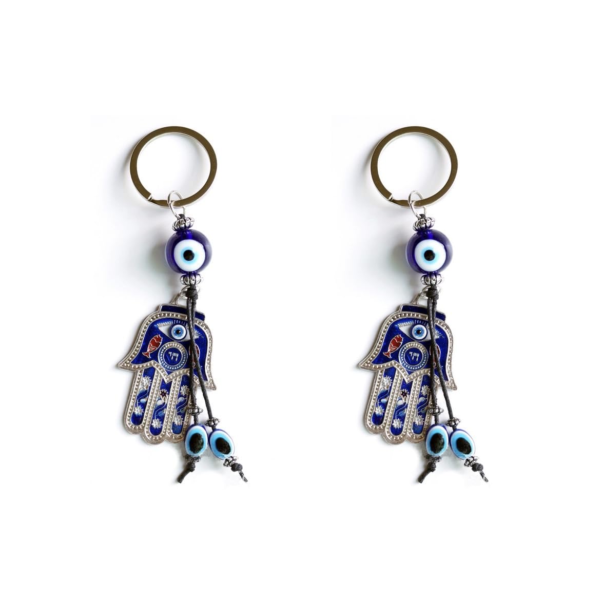 [AirAkl] Nazar Boncı Hand of Fatma Evil Eye Keychain Turkish Amulet Blue Eye Hand of Fatima Hamsa 2-Pack