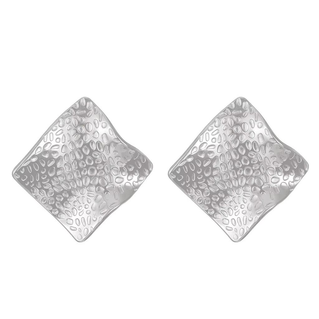 Exaggerated Gold Color Heart Oval Earrings For Women Metal Earing Jewelry Trending Irregular Wrinkled Geometric Earrings