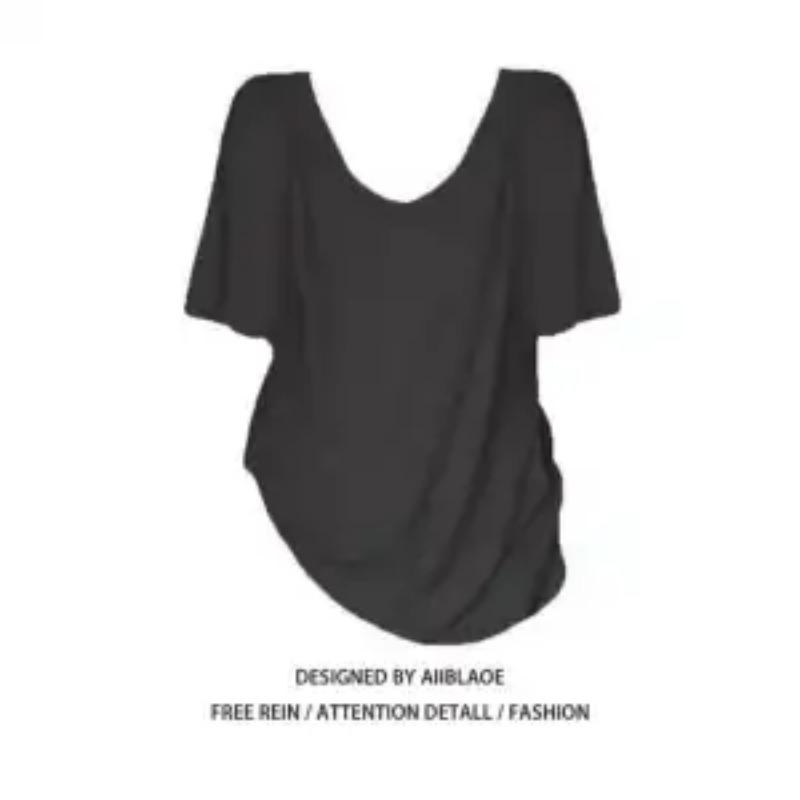 Frühling Sommer Damen Rosa Raffung Umstandsshirt Locker V-Rücken Kurzarm Schwangerschaftstop