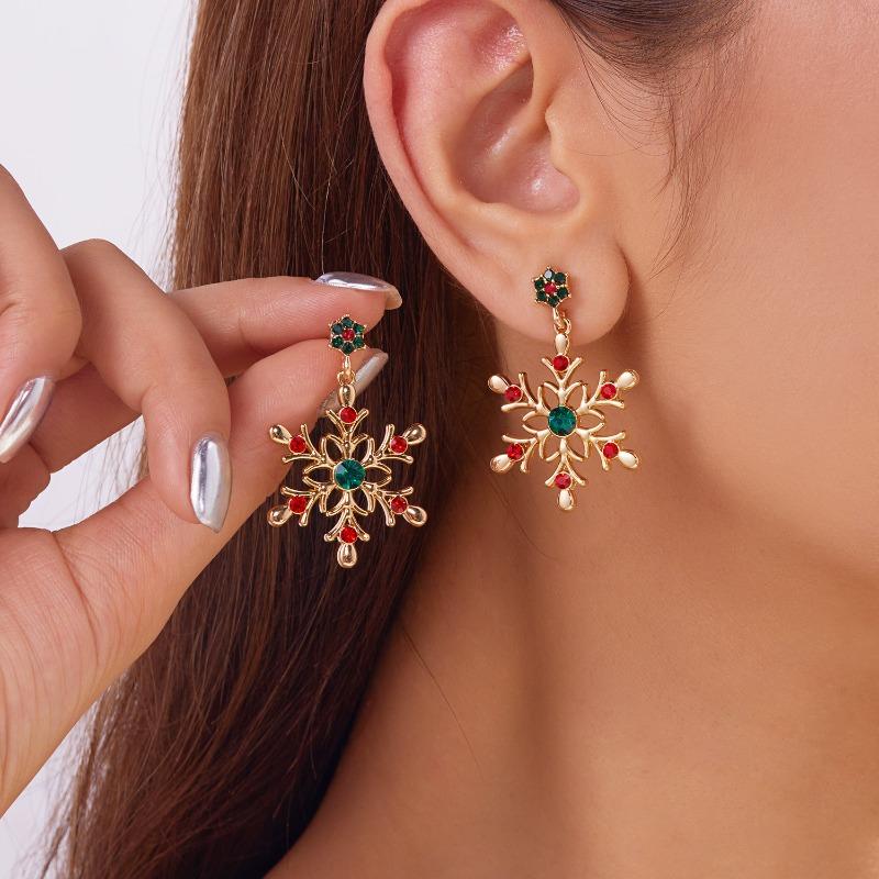 Neue Europäische und Amerikanische Weihnachts-Serie Ohrringe Damenmode Diamant Perle Winter Weihnachts-Schneeflocken Ohrringe Ohrringe
