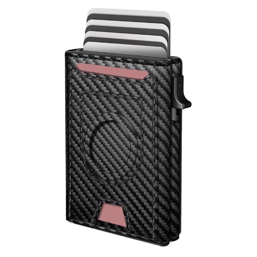 

Мужской кошелек-раскладушка с трекером : Искусственная кожа, блокировка RFID, минималистичное углеродное волокно - большая емкость для карт, окно для удостоверения личности | отделение для наличных денег Mag углеродного волокна черного