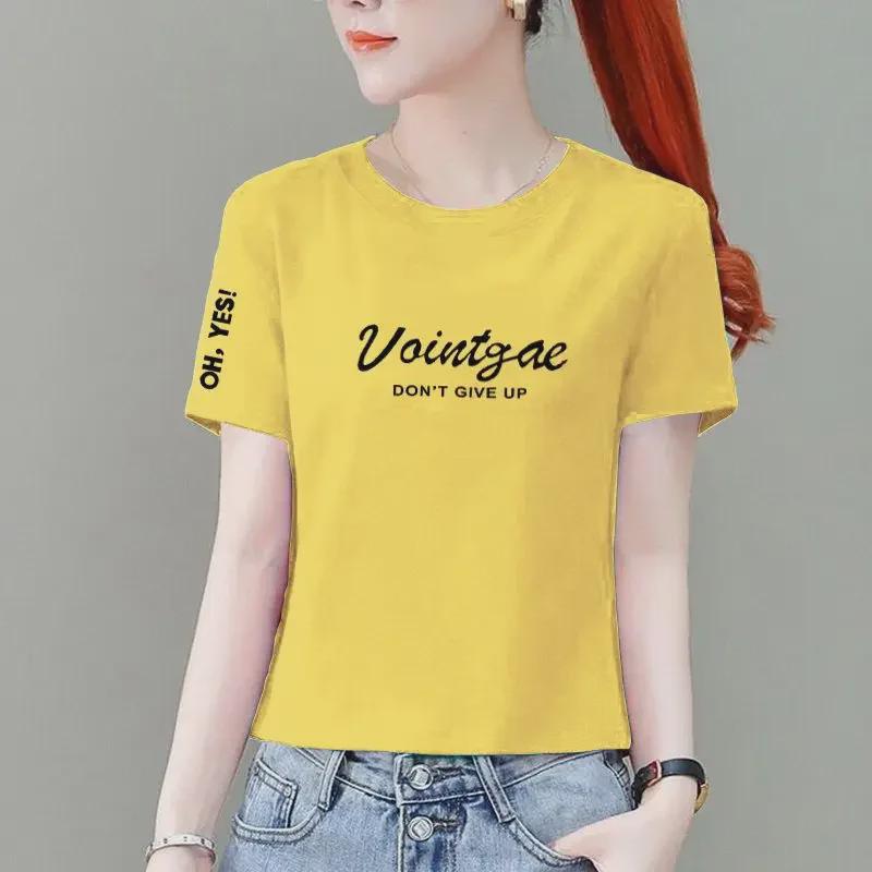 Women's White Pure Cotton Short Sleeve T-Shirt, Korean Style, Loose Fit, Petite High Waist, Versatile Fashion Top