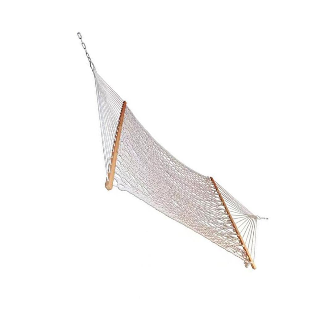 Mesh Hammock Brthable 350lb Load Bring Prevent Rollover Hand Woven Cotton Rope Hammock with Sprder Bar for Yard Patio
