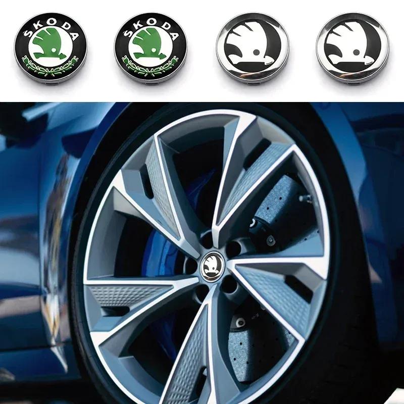 4pcs 56/60mm Car Wheel Center Hub Caps Protector Decorations For Skoda Octavia Rapid Kodiaq Karoq Superb Fabia Kamiq VisionS