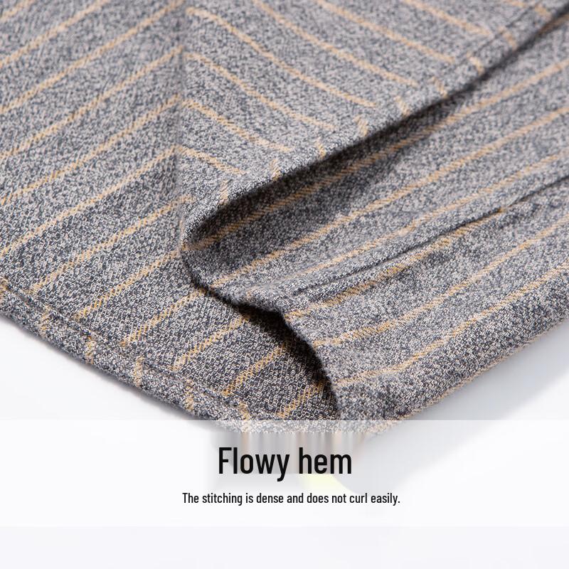 Hodo Men's Brushed Cotton Striped Long-Sleeve Shirt