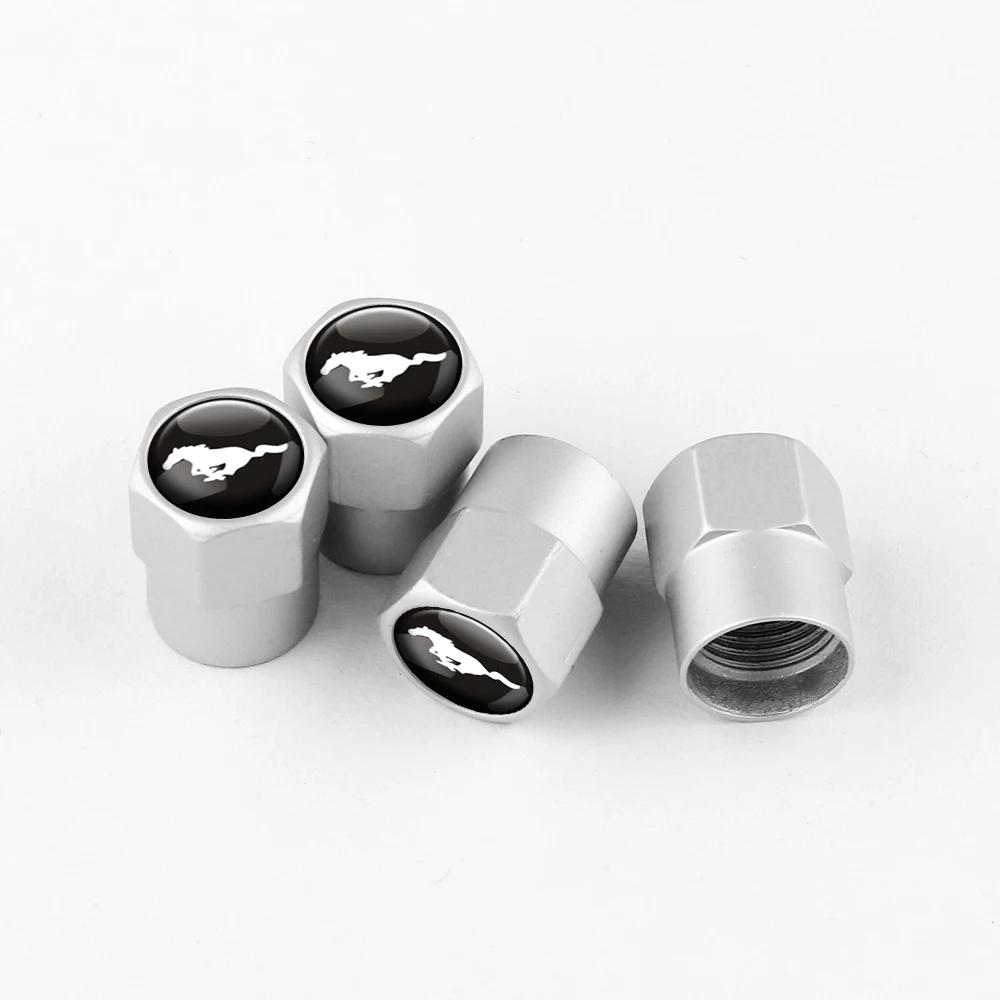 Car Sticker 2025 Hot 4Pcs Car Emblem Tire Valve Covers Dust Caps For Ford Mustang Shelby Edge Kuga Transit Fiesta Mondeo Ghia Fu