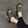 Johnature Women's Thick Soled High-heeled Peep Toed Slippers Genuine Leather Platform Sandals