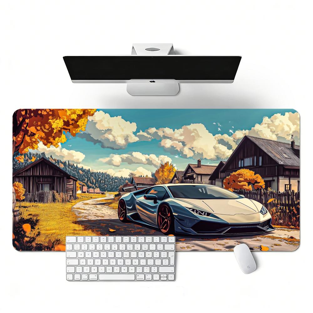 1 Stück Sportwagen-Muster XXL Gaming-Mauspad, rutschfeste Schreibtischmatte mit genähten Kanten, Tastaturmatte, Computerzubehör für PC-Gamer