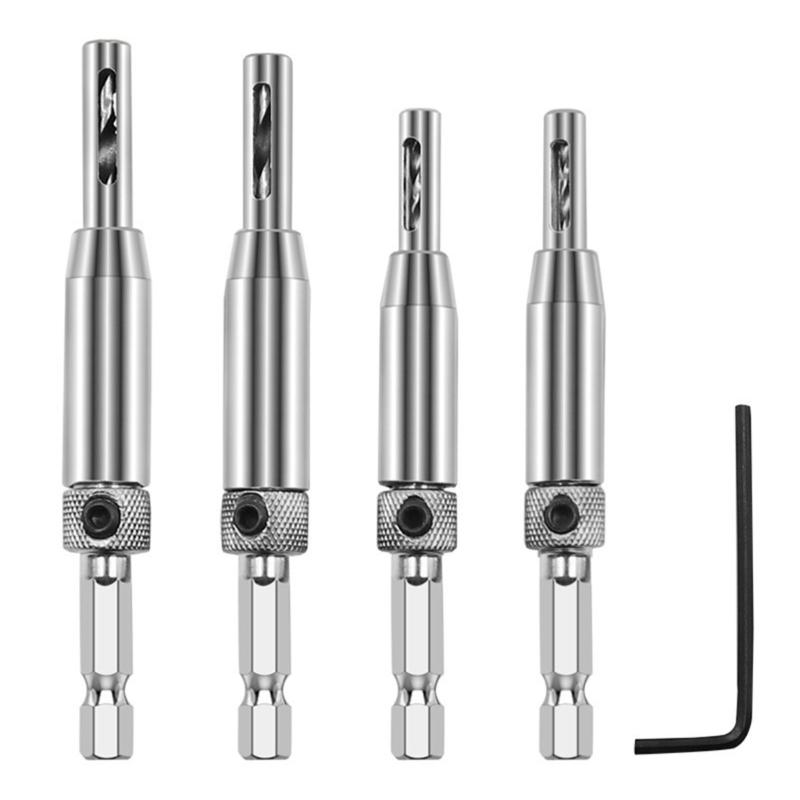 

Precisions Self Centering Drill Bit Set for Woodworking and Cabinetry Hinge & Hardware Mounting, Hinge Hole Positioning 1