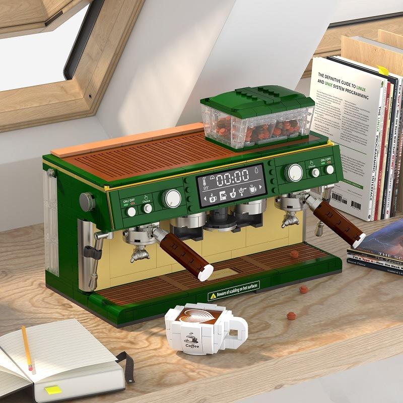 Zhegao Blocks Diy Coffee Machine Bread Building Bricks Classic Typewriter Telescope Educational Toy Boy Present Girl Gift