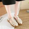 Fashion Women Sandals Black Shoes for Women 2025 Summer Women's Heels Breathable Beige Low Retro Ladies Flat Gladiator  Women Shoes