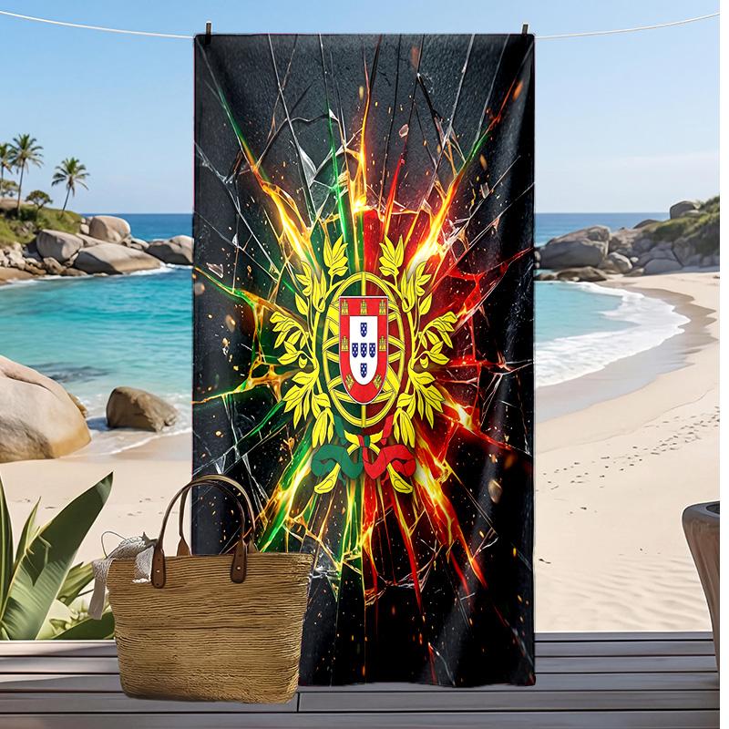 Asciugamano da Spiaggia Stampa Calcio Portogallo Asciugatura Rapida Super Assorbente Morbido Asciugamano da Bagno per Nuoto Spiaggia Viaggio Souvenir Regalo