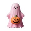 Halloween Statue Pumpkin Ghost Shape Figurine Pink Resin Statue Handheld Halloween Tabletop Decoration