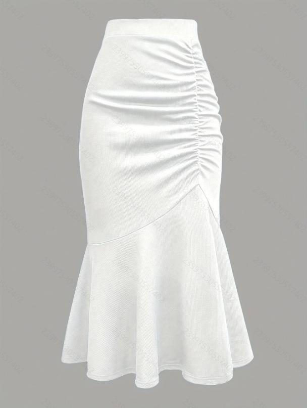 2025 Stylish Solid Color Fishtail Skirt: Waist-Cinching, Slimming, Hip-Hugging Design