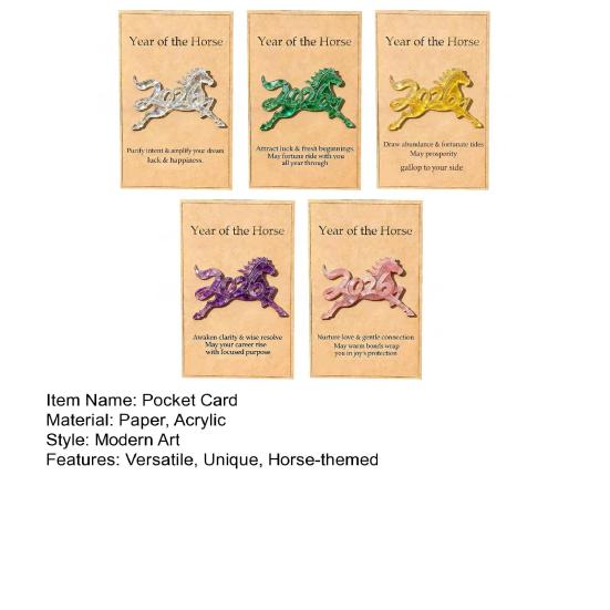 2026 Häst Framgång Fickkramkort Nyårshälsning med Uppmuntringsmeddelande Litet Vikbart Kort för Presentplånbok Inspirerande Festlig Gåva för