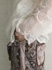 Elegant 3D Embroidered Lace V-Neck Double-Layer See-Through Top for Women