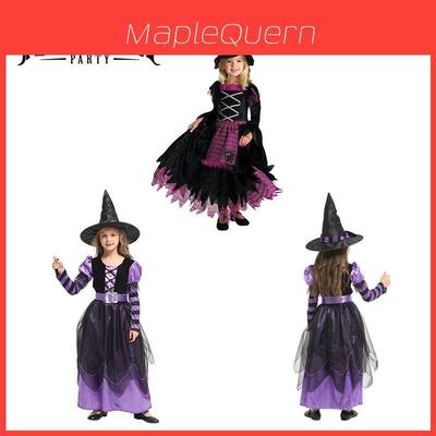 Exquisite Children's Halloween Witch Costume With Silky Fabric And Intricate Details