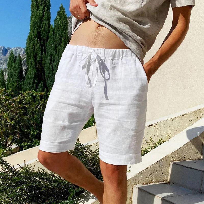 2023 Men's Summer Loose Cotton Linen Breathable Sports Casual Shorts