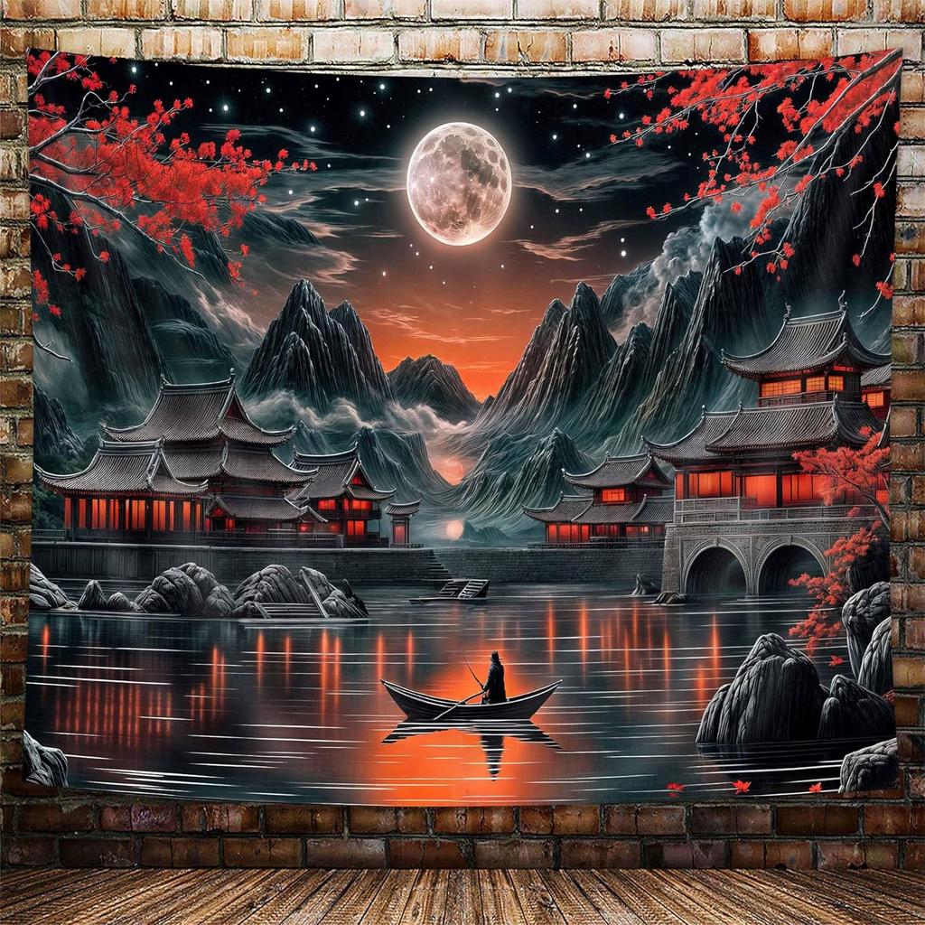 Pink Japanese Wave TapestryJapan Mount Fuji Kanagawa Great Waves Pastel Tapestry Wall Hanging for Bedroom AestheticPsychedelic