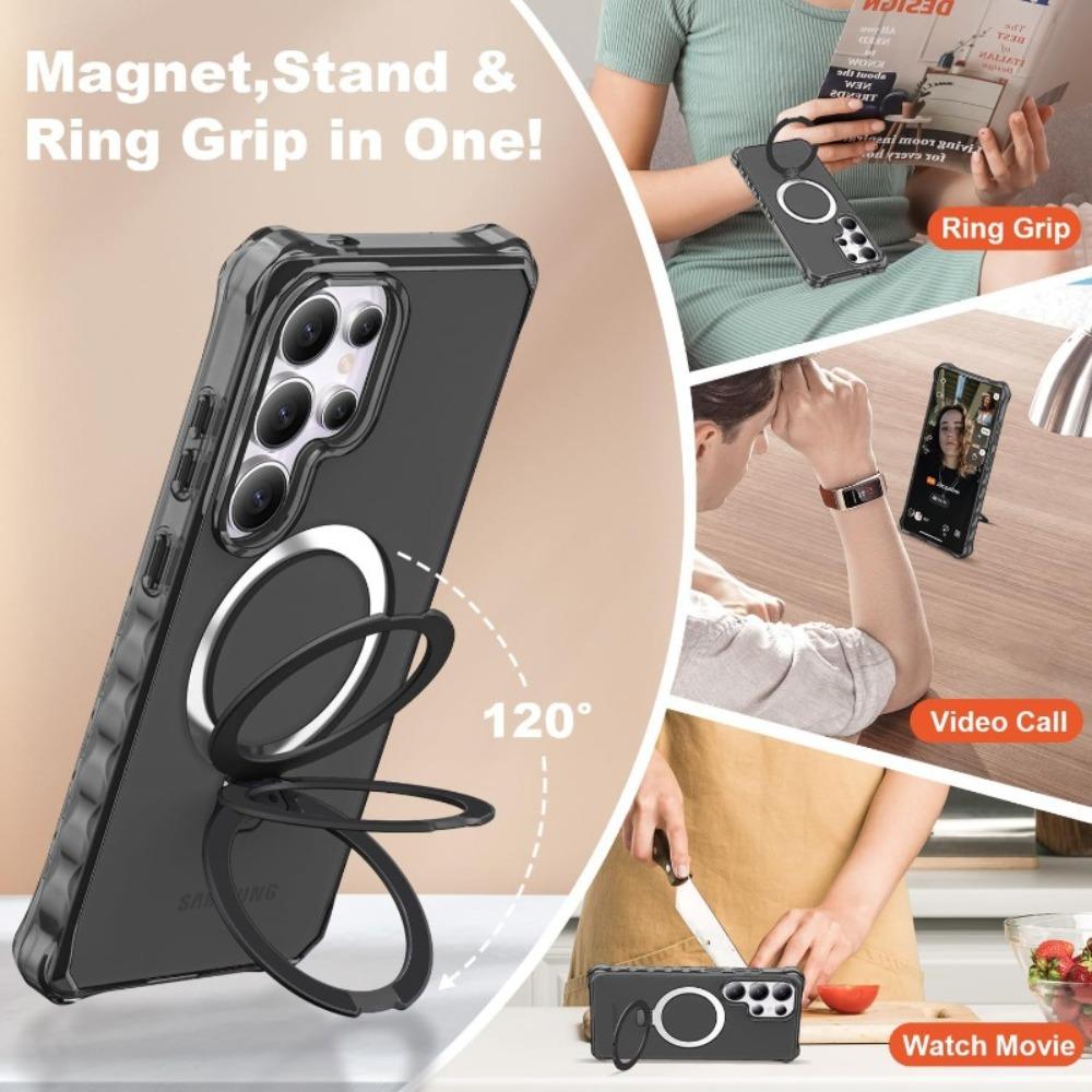 High Quality PC+TPU Magnetic 360°Rotating Ring Holder Case For Samsung Galaxy S26 S25 S24Ultra Plus For MagSafe Shockproof Cover