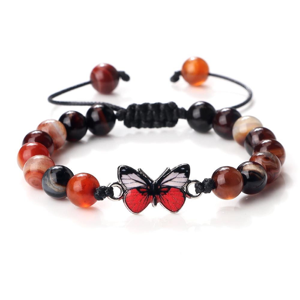 Adjustable Hand-Woven Bracelet with Butterfly Pendant for Women, Men's Gift, In Stock