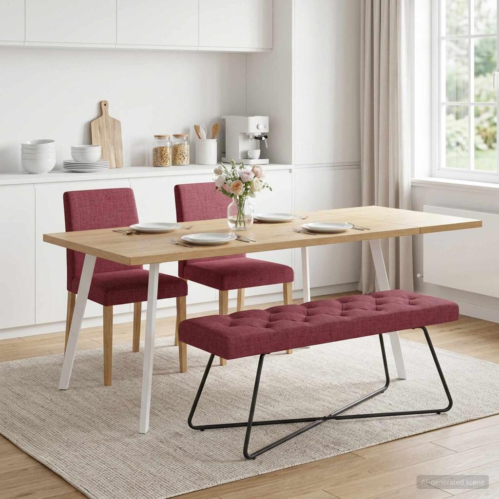 Bench with Button Tufting Wine Red 110 x 40 x 46 cm Fabric