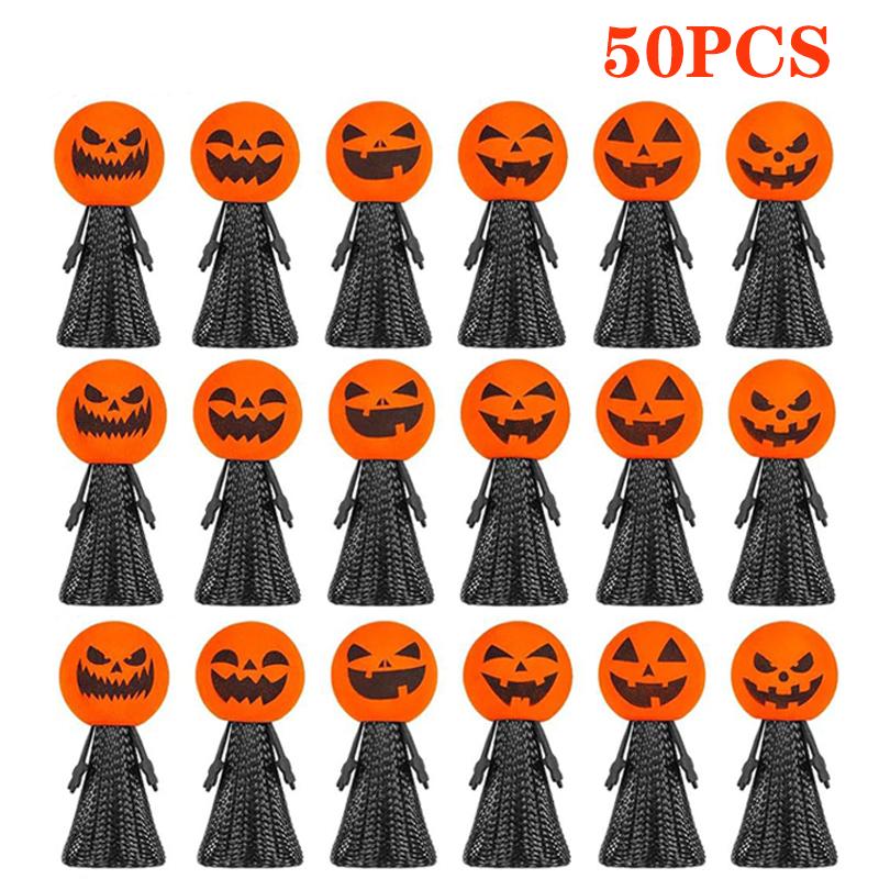 10/50Pcs Halloween Jumping Spring Bouncing Toys Launchers Bouncing Ball Stress Relief Fidget Roller Party Favors For Kids