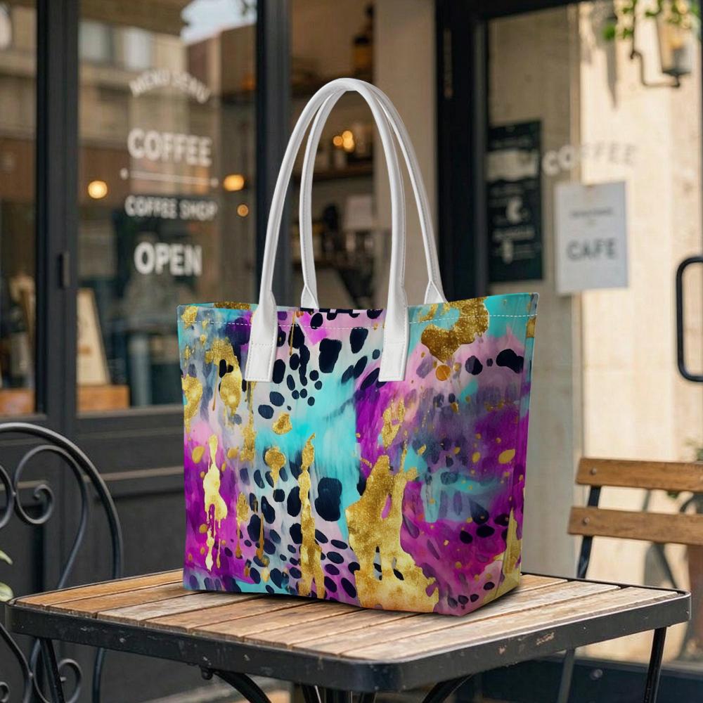 Watercolor Abstract Tote Bag Stylish Colorful Carryall for Daily Use