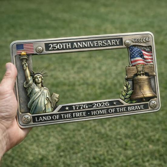 250th Anniversary Commemorative License Plate Frame 1776–2026 USA 250 Year American Car Plate Frame Patriotic Car Tag Holder for Car Accessories
