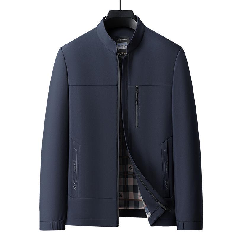 Jipusha Men's Spring/Autumn Casual Stand Collar Jacket for Middle-aged Men