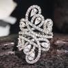 Huitan New Wedding Rings for Women Trendy Crystal Pear CZ Gorgeous Wide Rings Engagement Party Modern Fashion Female Jewelry