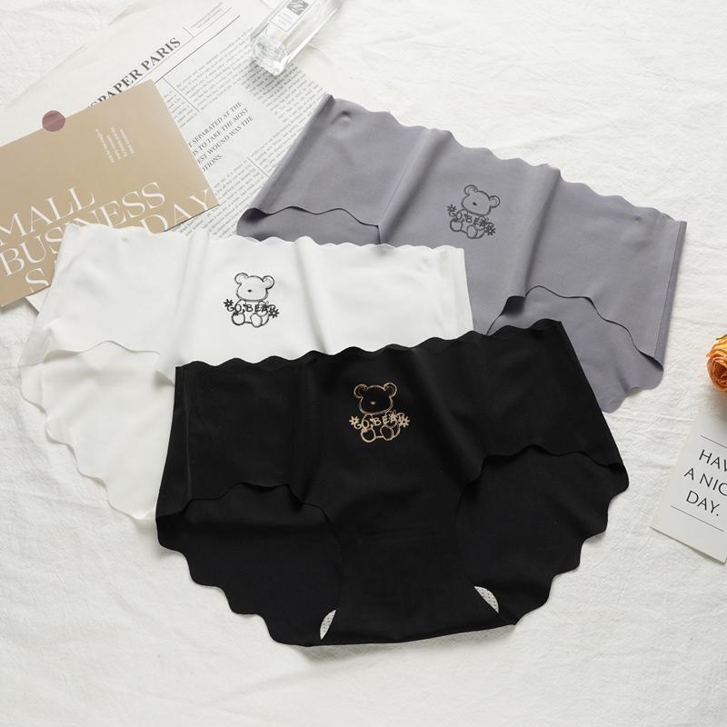 Women's Seamless No Show Invisible Ice Silk Stretch Underwears Pack Bikini Underwear Panty