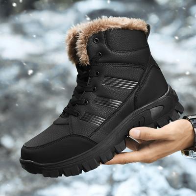 Men's Winter Boots  Warm Waterproof Non-Slip Plush Sneakers Shoes Male Winter Tenis Boots Comfortable Slip-On Plush Lined