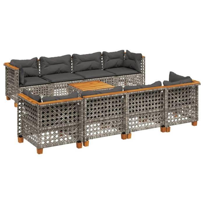 VidaXL Salon de jardin 9 pcs avec coussins gris résine tressée 3261771