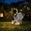 Solar-Verandalicht Katze Gartenskulptur, Harz Outdoor Tabby Dekor mit Auto-LED Hochzeitsdekorationslicht, IP65 Wasserdicht Rasenornament für Terrasse,