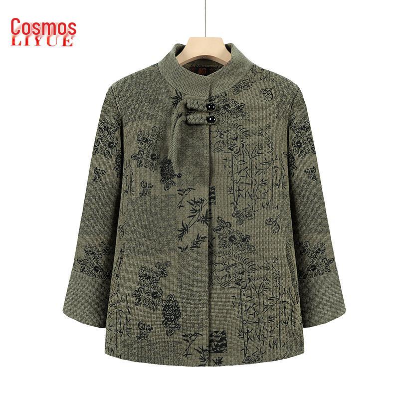 Stilvoller Wollmantel im chinesischen Stil für Frauen mittleren und höheren Alters - Verdickte Samt-Oberbekleidung für Herbst und Winter