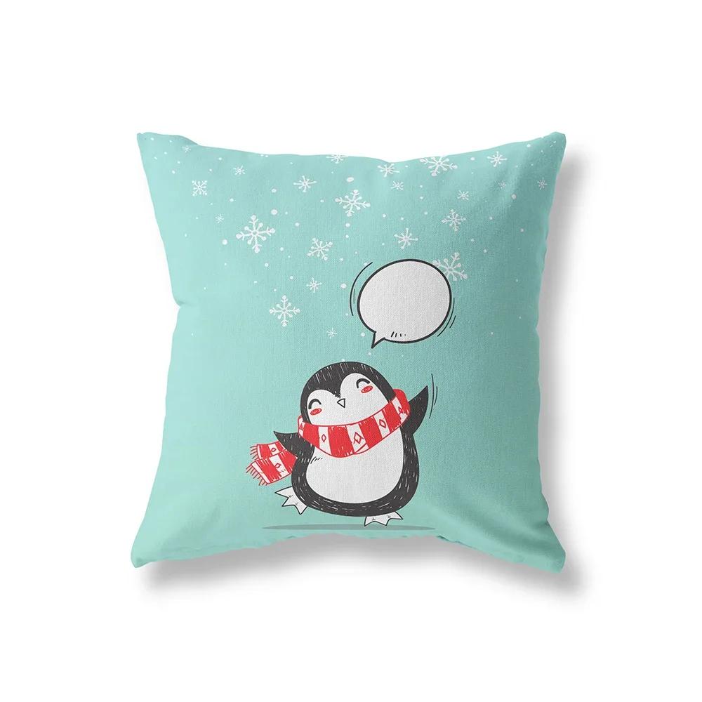 

Рождественская тема Снеговик Олень Принт Узор Наволочка Дом Гостиная Диван Украшение Квадратная Подушка 30x30cm чёрный