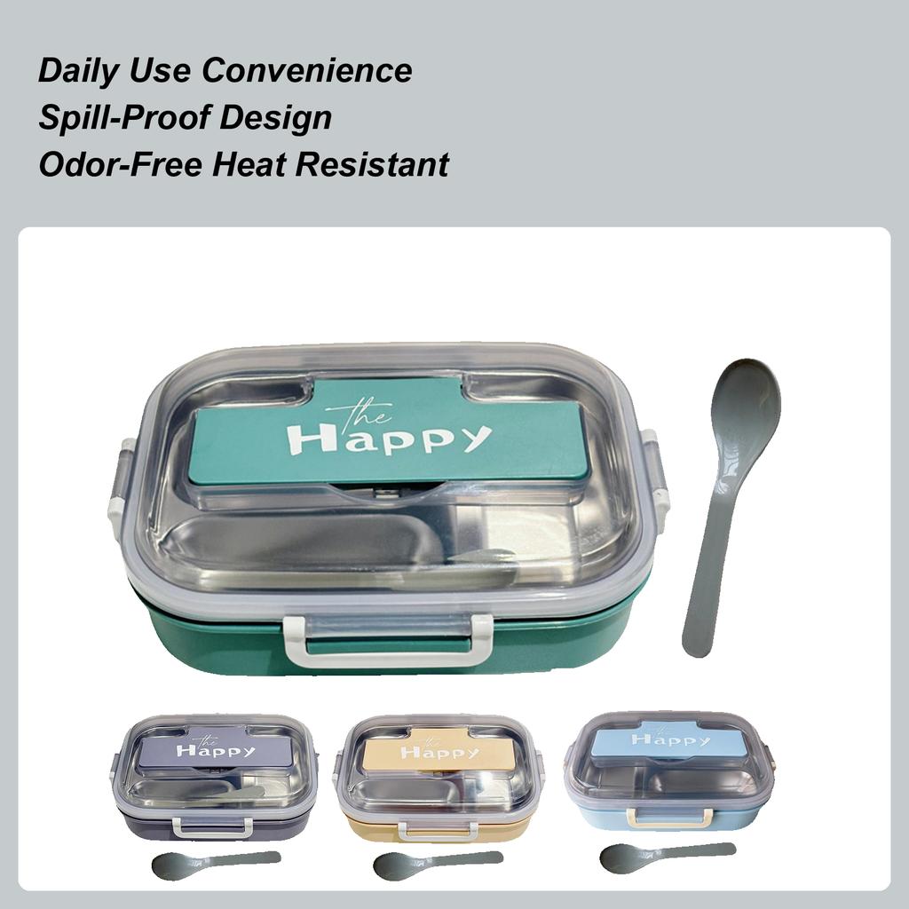 Tragbare Edelstahl Auslaufsichere Lunchbox Box 3-Fächer Kinder Lunchbox Snackbehälter Für Vorschule Schule Büros