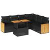 VidaXL Garden Furniture Set with Cushions 7 Pcs Black Braided Resin Acacia 3327716