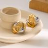 Geometric Gold and Silver Tone Studs Earrings for Women Fashion Vintage Texture Ear Accessories Lightweight Jewelry