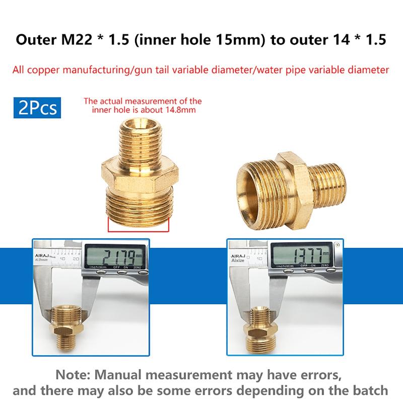 2Pcs Pressure Washer Adapter M22 X 1.5 Male Thread To G1/4 Inch Male Connector Brass Coupling Reducer Hose Connector Adapter For