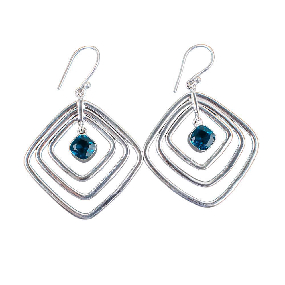Apatite Gemstone 925 Sterling Silver Jewelry Handmade Drop/Dangle Earrings 2.44" EE-71-7
